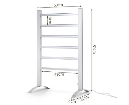 Electric Heated Towel Rail Rack 6 Bars Freestanding Clothes Dry Warmer